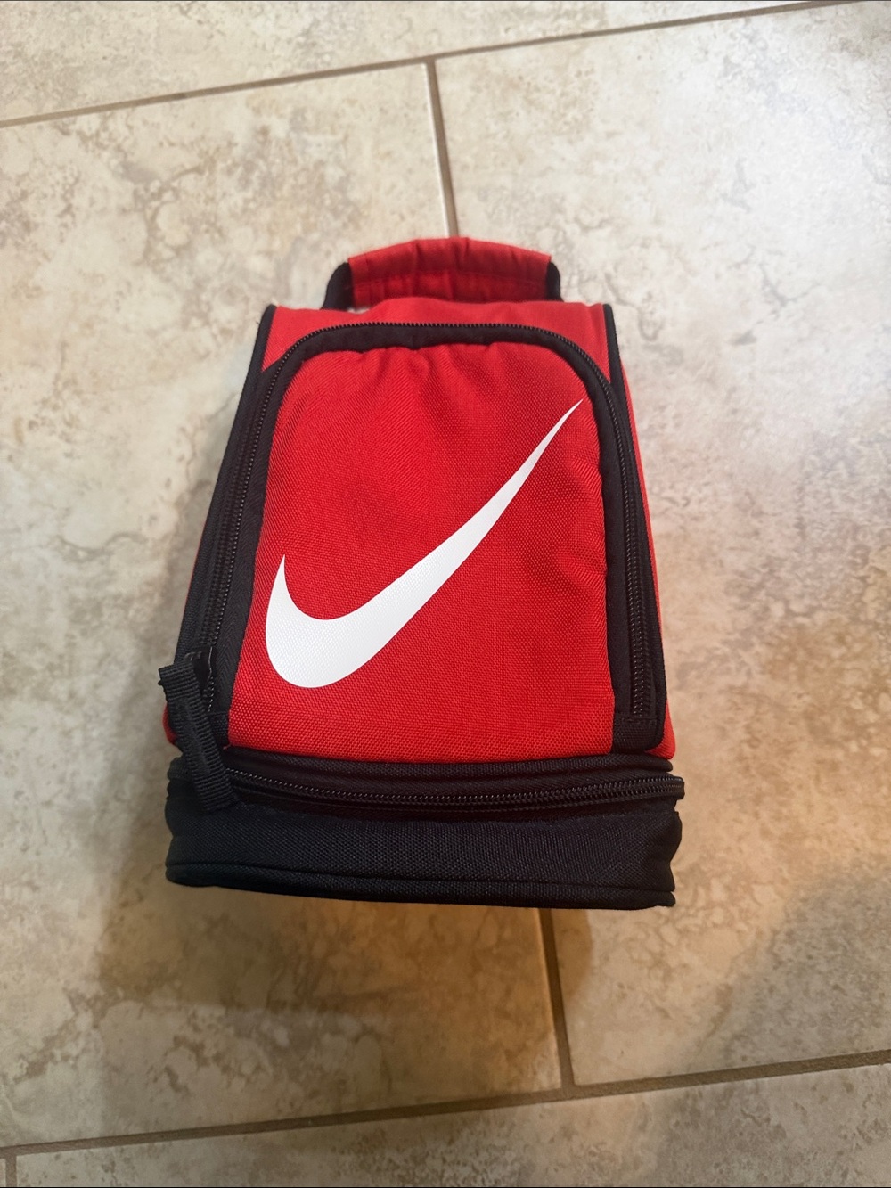 Nike Red and Black Lunch Bag with Signature Swoosh